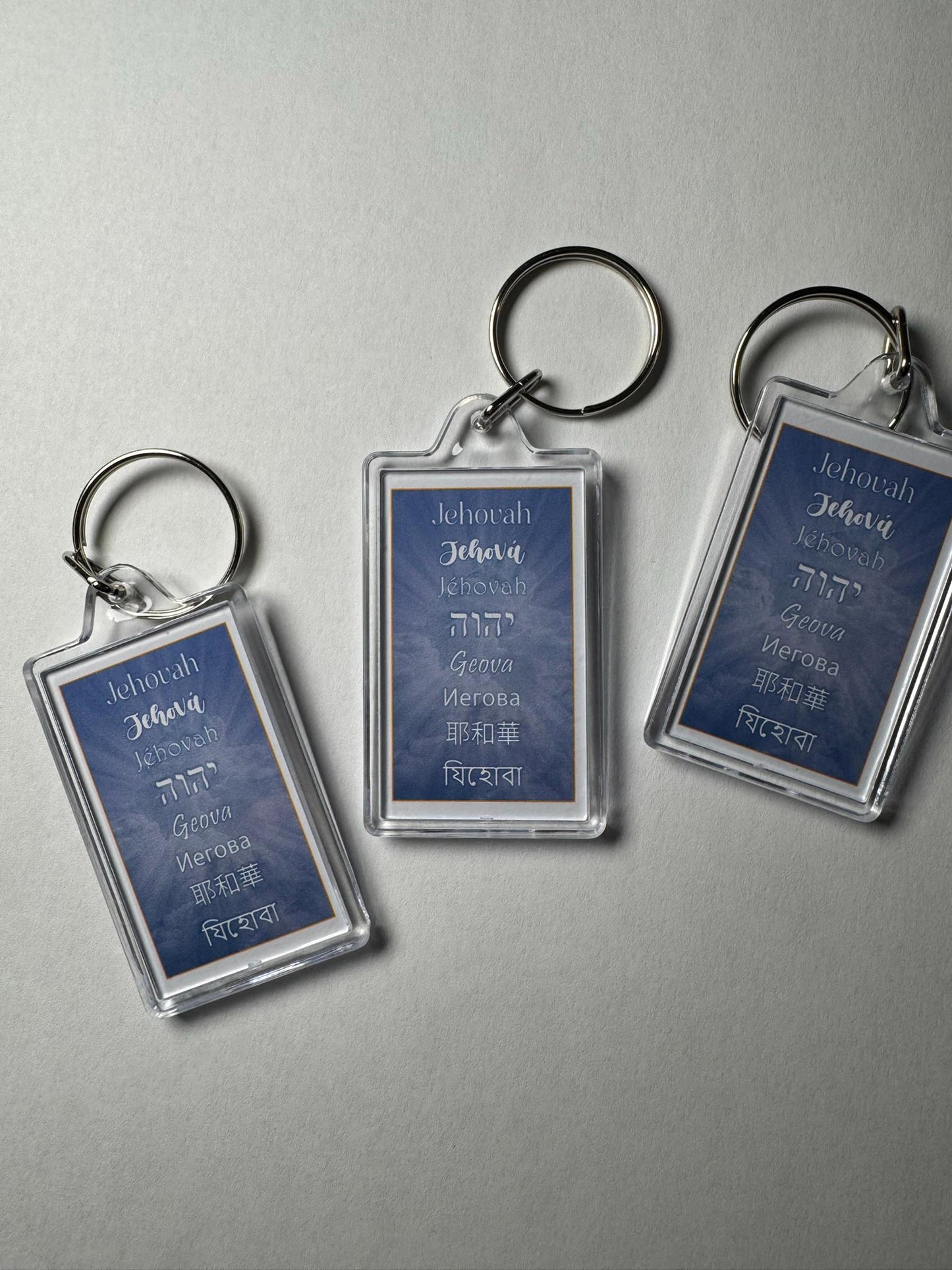 Jehovah's Name Keychain – Double-Sided Acrylic Keyring with God's Name in Multiple Languages – JW Gift
