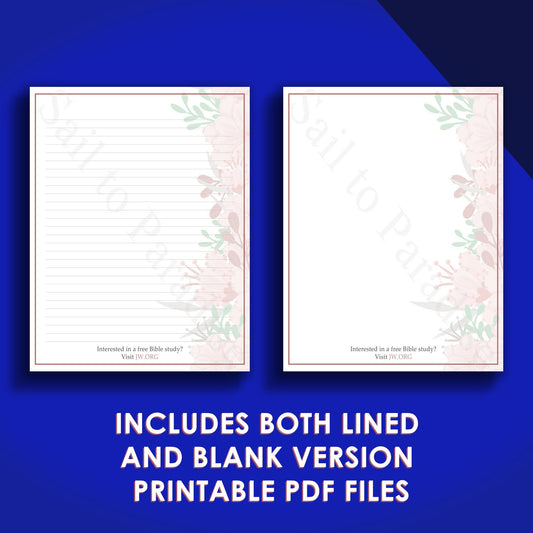 Bible Study Campaign Letter Writing Stationery, Ruled & Blank Version included