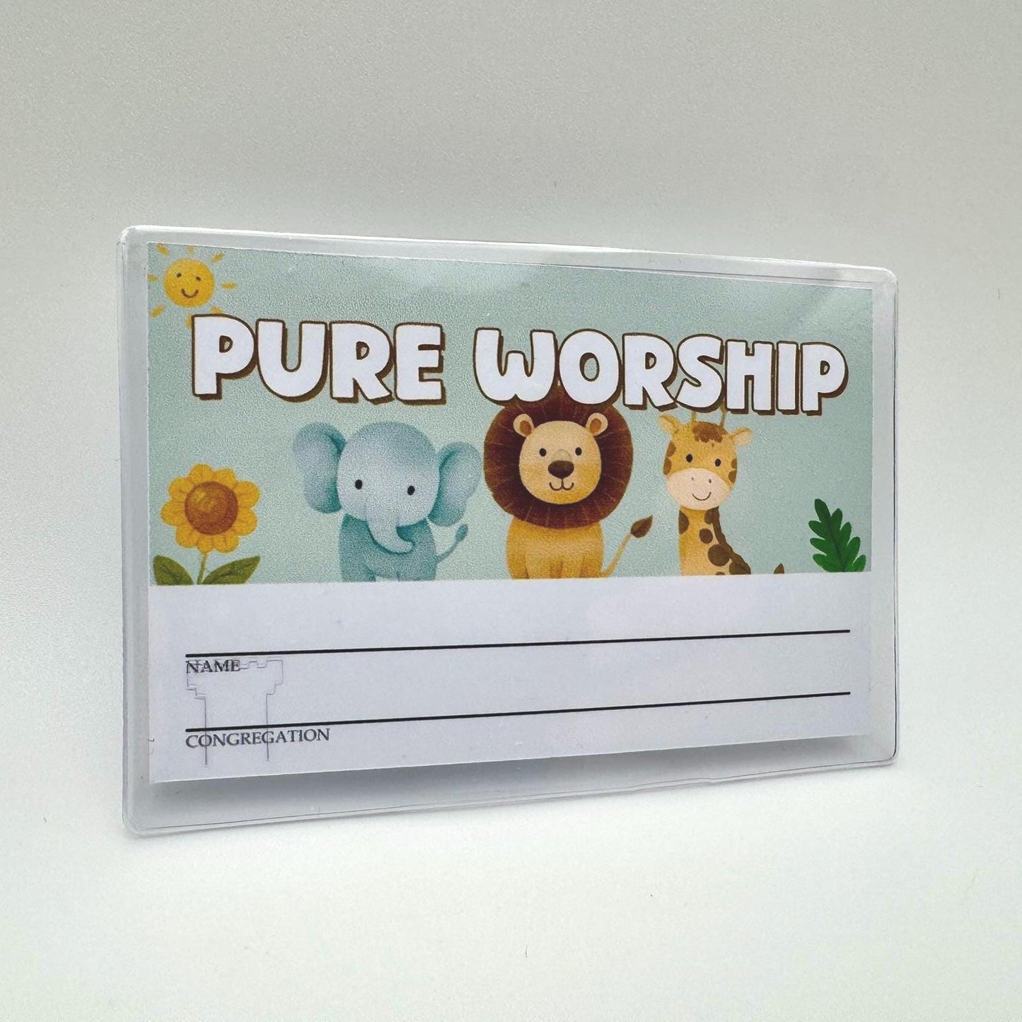 4 JW Pure Worship Badge Cards – Blue Floral, Pink Floral, Green Leaf & Kids Design – Printed Matte Convention Cards (Not Digital)