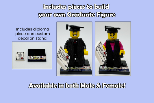 JW Pioneer School Graduation Minifigure Kit – Buildable Brother or Sister Gift – Custom Name Option – Ministry Keepsake