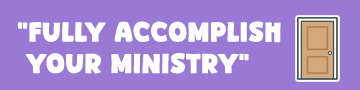 Close-up of the purple 'Fully Accomplish Your Ministry' decal artwork