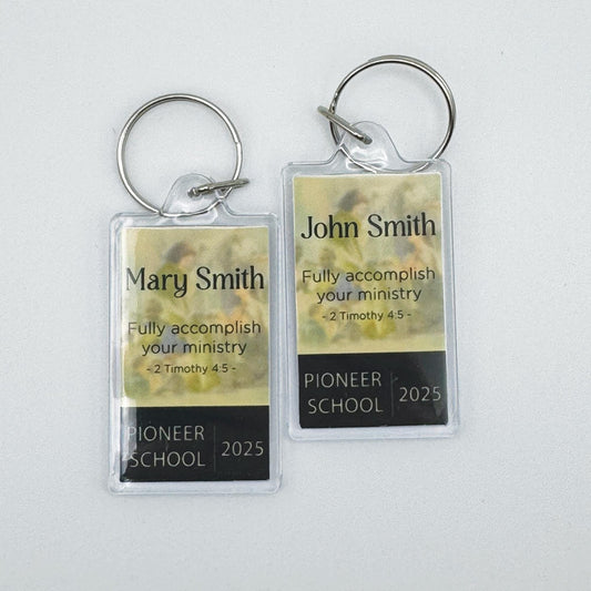 STUDENT VERSION Personalized Pioneer School Keychain – Custom Name Gift for Jehovah’s Witnesses, Double-Sided Acrylic Keepsake