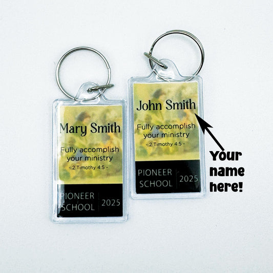STUDENT VERSION Personalized Pioneer School Keychain – Custom Name Gift for Jehovah’s Witnesses, Double-Sided Acrylic Keepsake