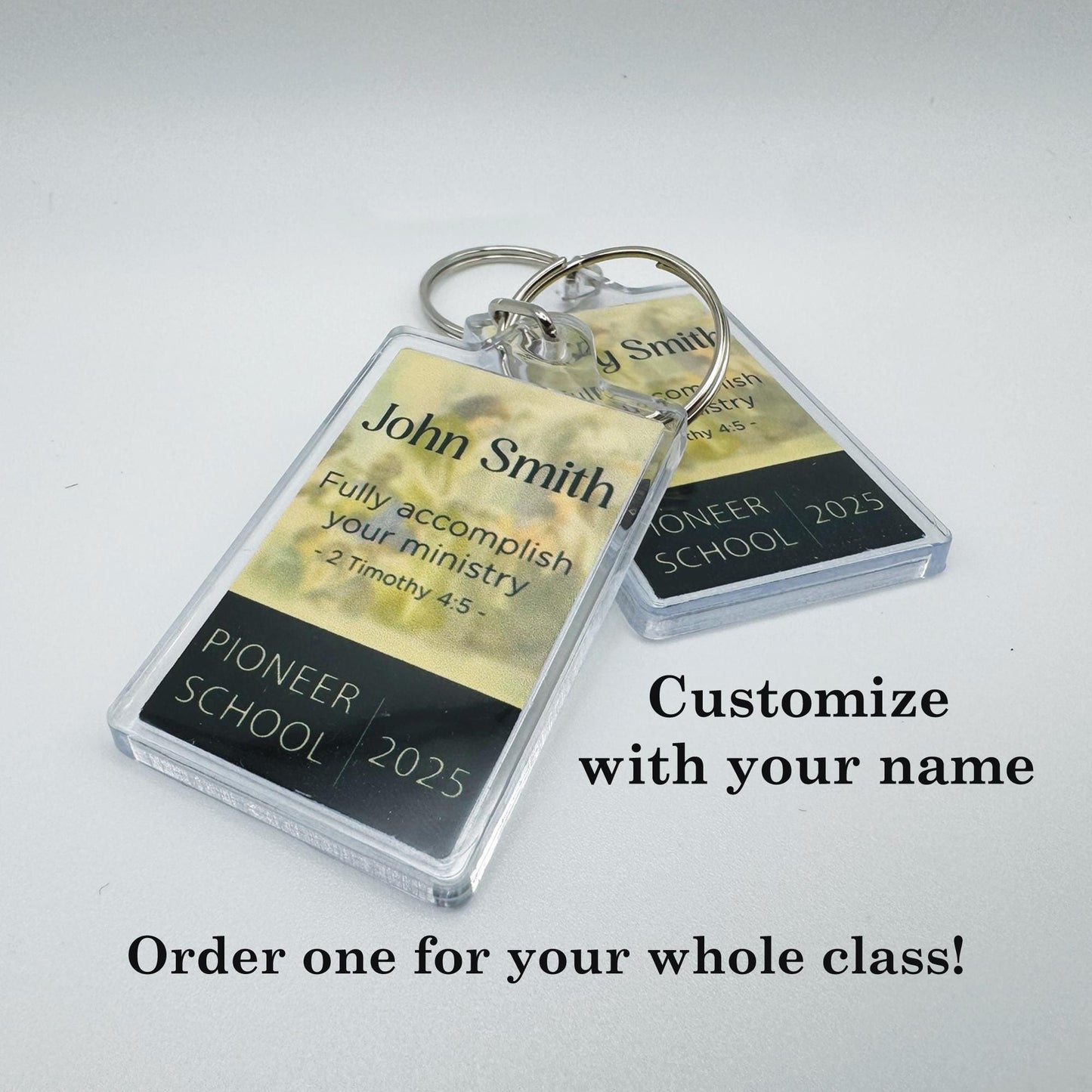 INSTRUCTOR VERSION - Personalized Pioneer School Keychain – Custom Name Gift for Jehovah’s Witnesses, Double-Sided Acrylic Keepsake