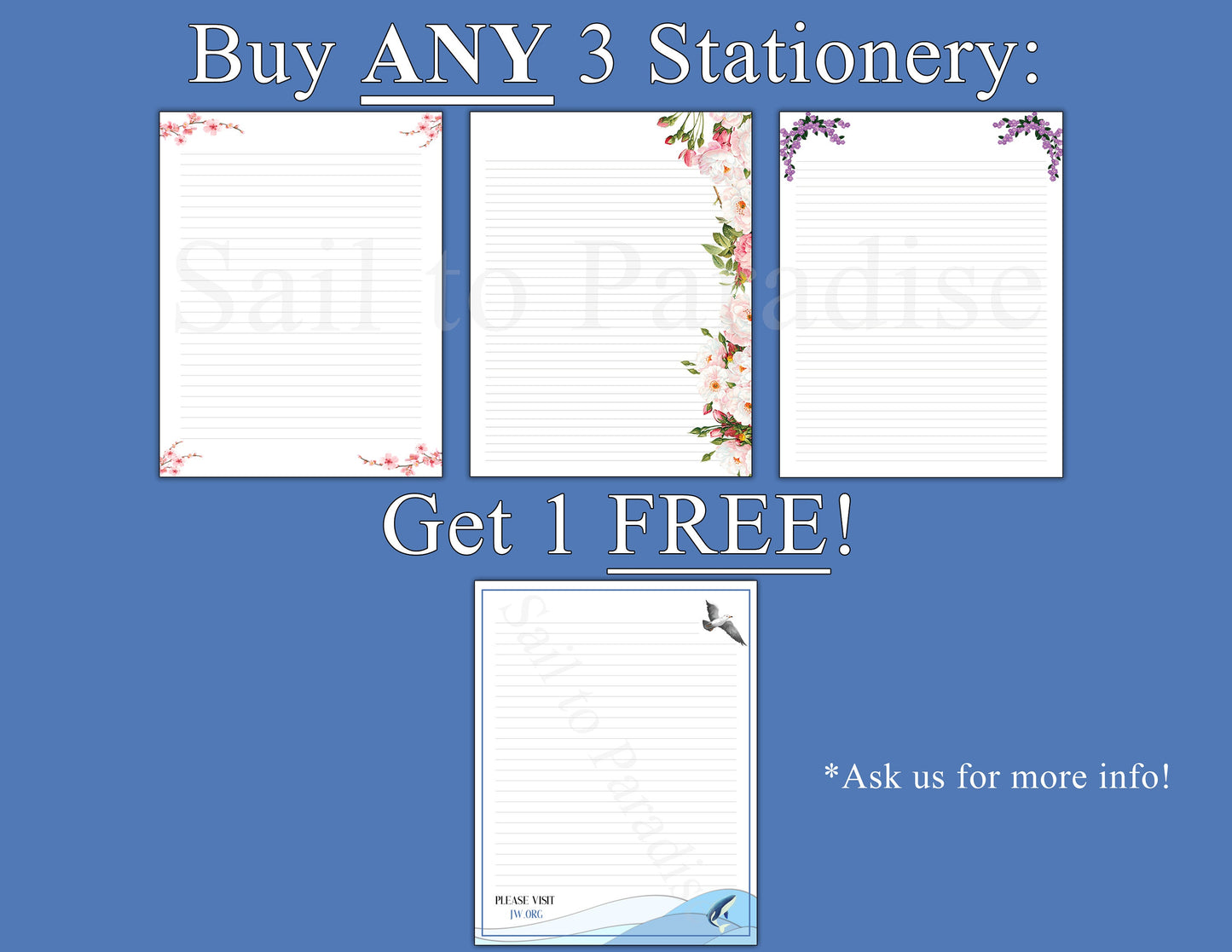 JW Letter Writing Stationery - Writing Paper JW - Stationary - JW Gifts - Instant Download - Ruled & Blank Version included