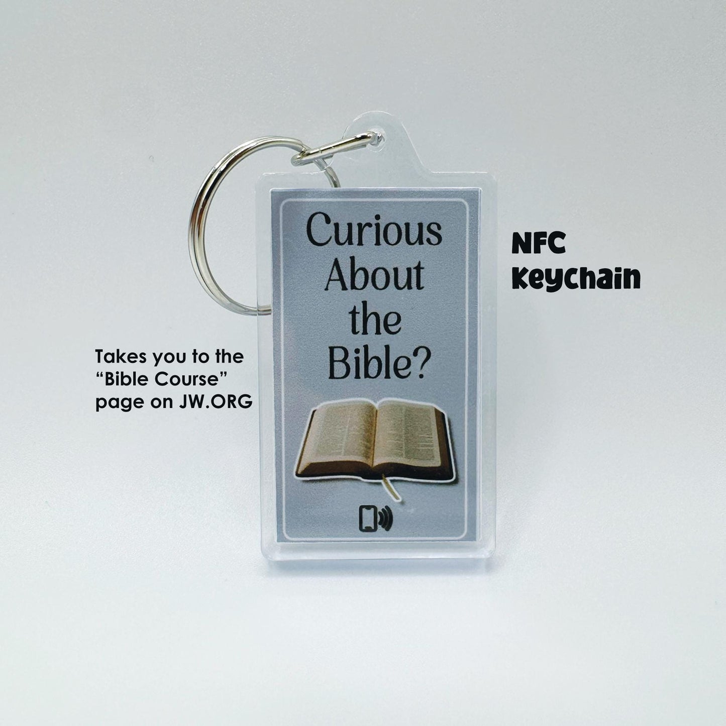 Toca para aprender | Llavero de estudio bíblico NFC – ¿Siente curiosidad por la Biblia? Un toque y tendrá acceso a jw.org
