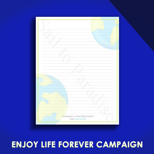 Enjoy Life Forever Earth Stationery - Writing Paper JW - Stationary - JW Gifts - Instant Download - Ruled & Blank Version included