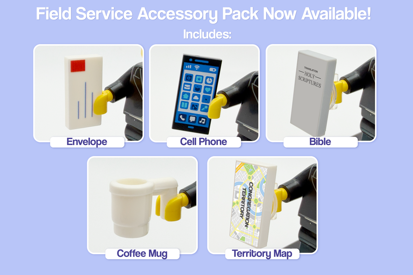Paquete de accesorios de servicio de campo - Taza de café, sobre, mosaicos para celular