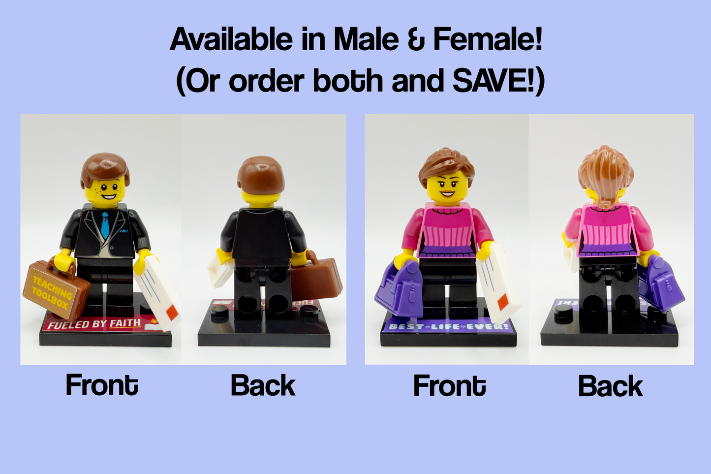 Juego de construcción de minifiguras del ministerio – Regalo pionero de JW – Calcomanías personalizadas para hombre y mujer