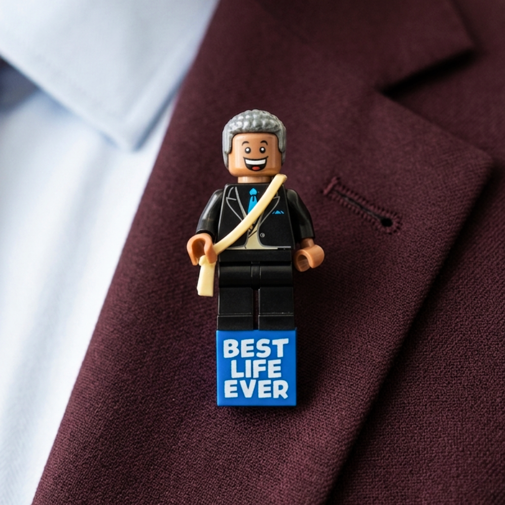 JW Theocratic Custom Lapel Pin - Dark Skin Brick Minifigure Pin - Theocratic JW Gift