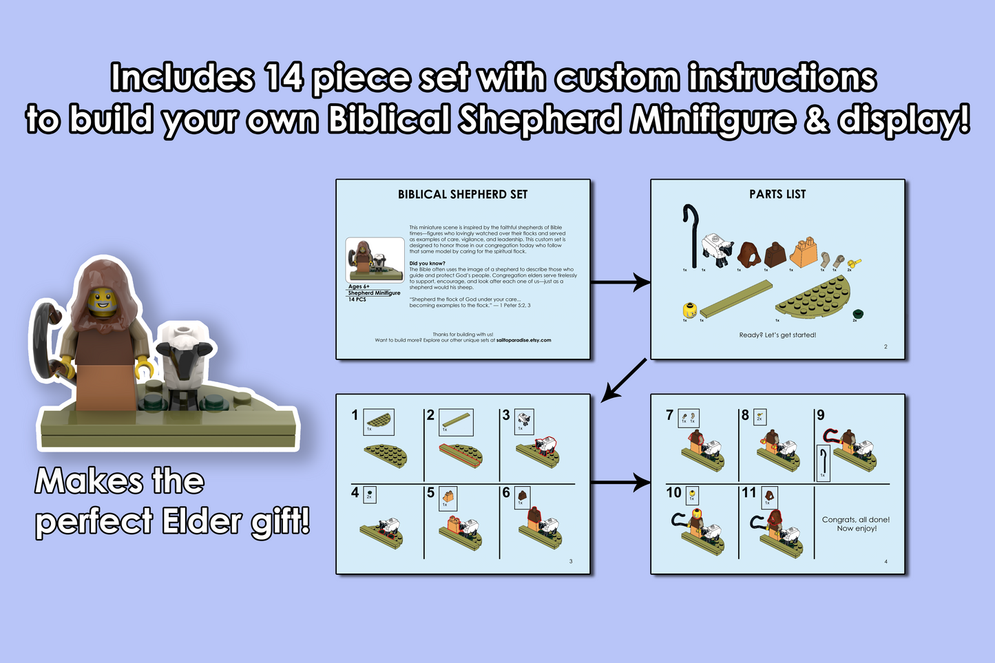 Shepherd Minifigure Set – Biblical JW Elder Gift