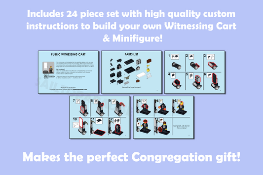Custom Buildable Bible Course Public Witnessing Cart Set– JW Pioneer Gift, Mini Buildable Literature Stand, Convention Gift Idea