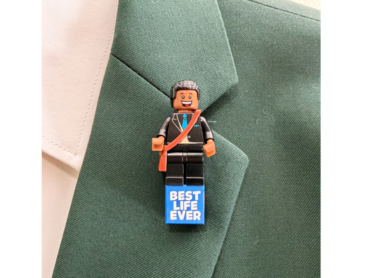 JW Theocratic Custom Lapel Pin - Dark Skin Brick Minifigure Pin - Theocratic JW Gift