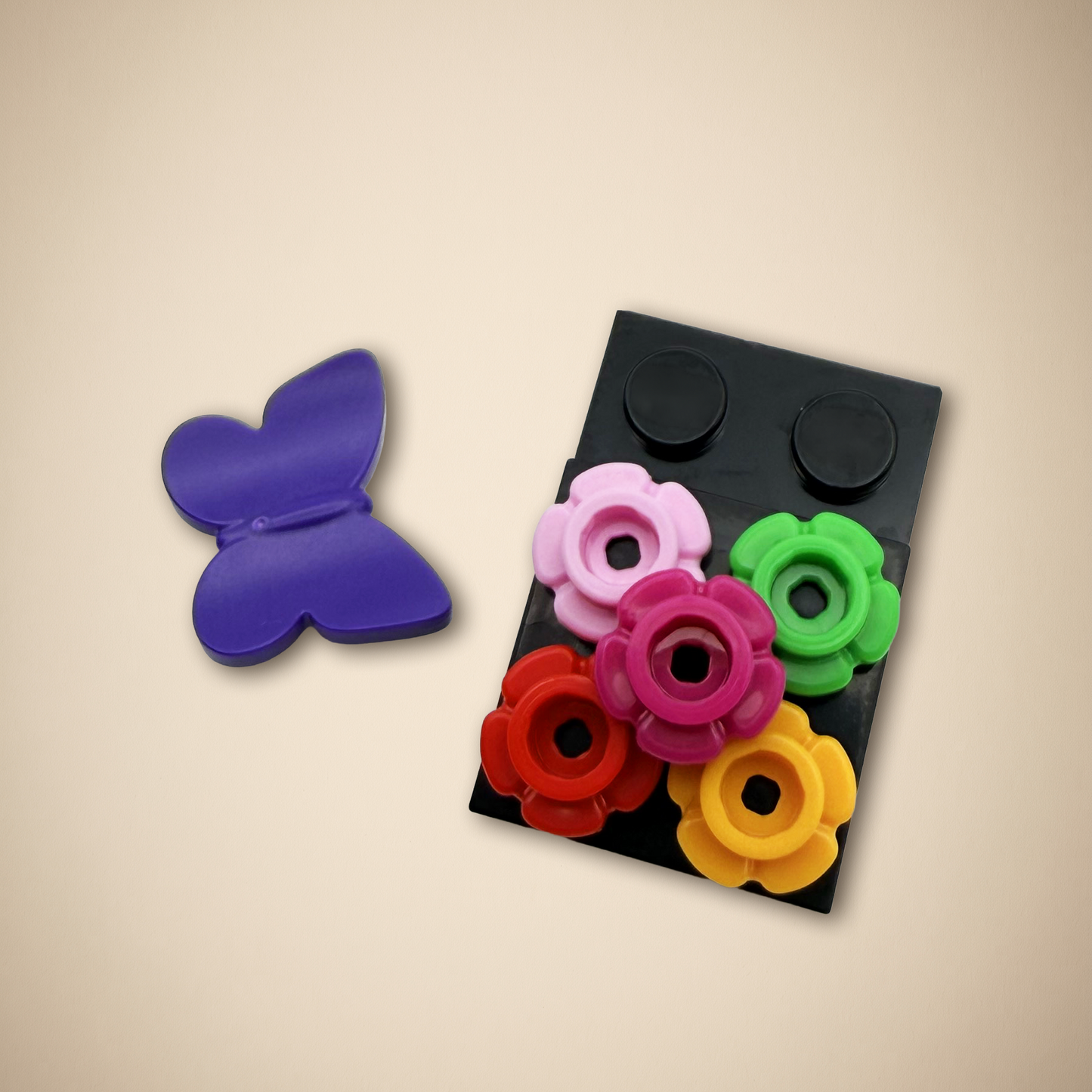 Flower & Butterfly Charm Pack for Brick Pins | 6-Piece Add-On Set | Flower Studs + Butterfly Tile | Ministry Pin Accessories