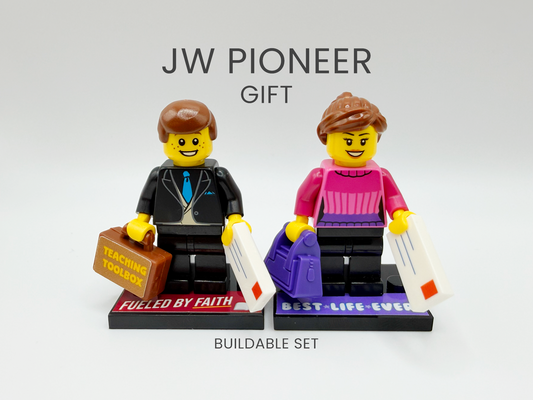 Ministry Minifigure Building Kit – JW Pioneer Gift – Male & Female Custom Decals