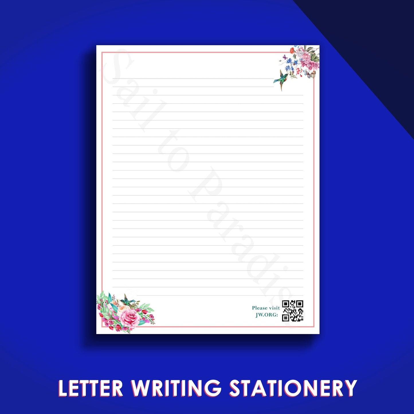 JW Letter Writing Stationery - Writing Paper JW - Stationary - JW Gifts - Instant Download - Ruled & Blank Version included