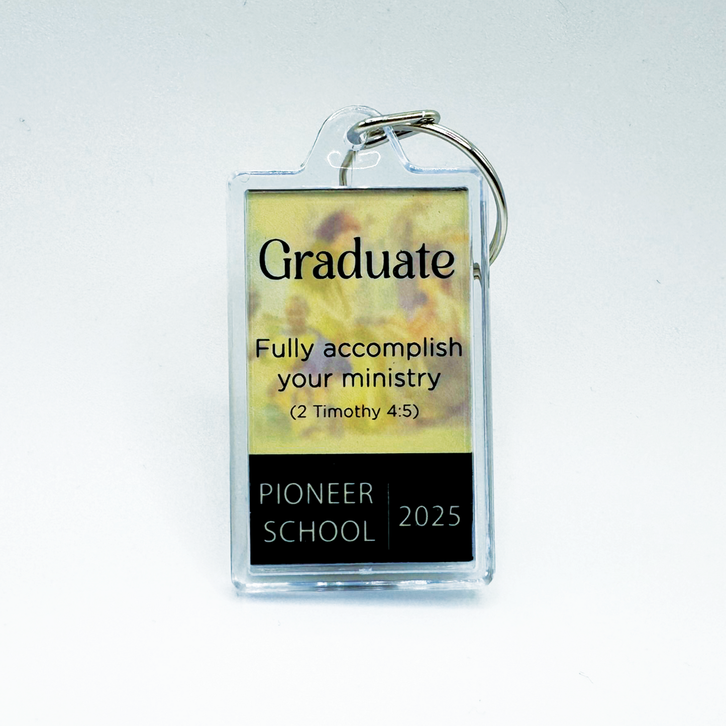 Graduate Text - Personalized Pioneer School Keychain – Custom Name Gift for Jehovah’s Witnesses, Double-Sided Acrylic Keepsake