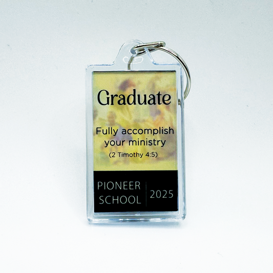 Graduate Text - Personalized Pioneer School Keychain – Custom Name Gift for Jehovah’s Witnesses, Double-Sided Acrylic Keepsake