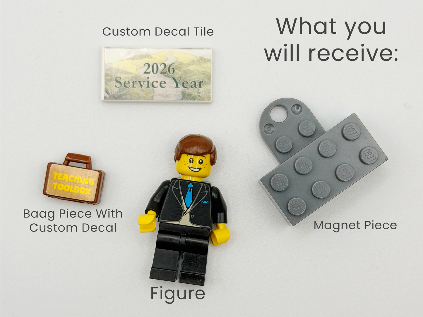 JW Pioneer Gift Custom Figure Fridge Magnet - Fully Assembled Ministry Magnet - Choose 5 Decals - Mix & Match Tile - Encouragement Gift