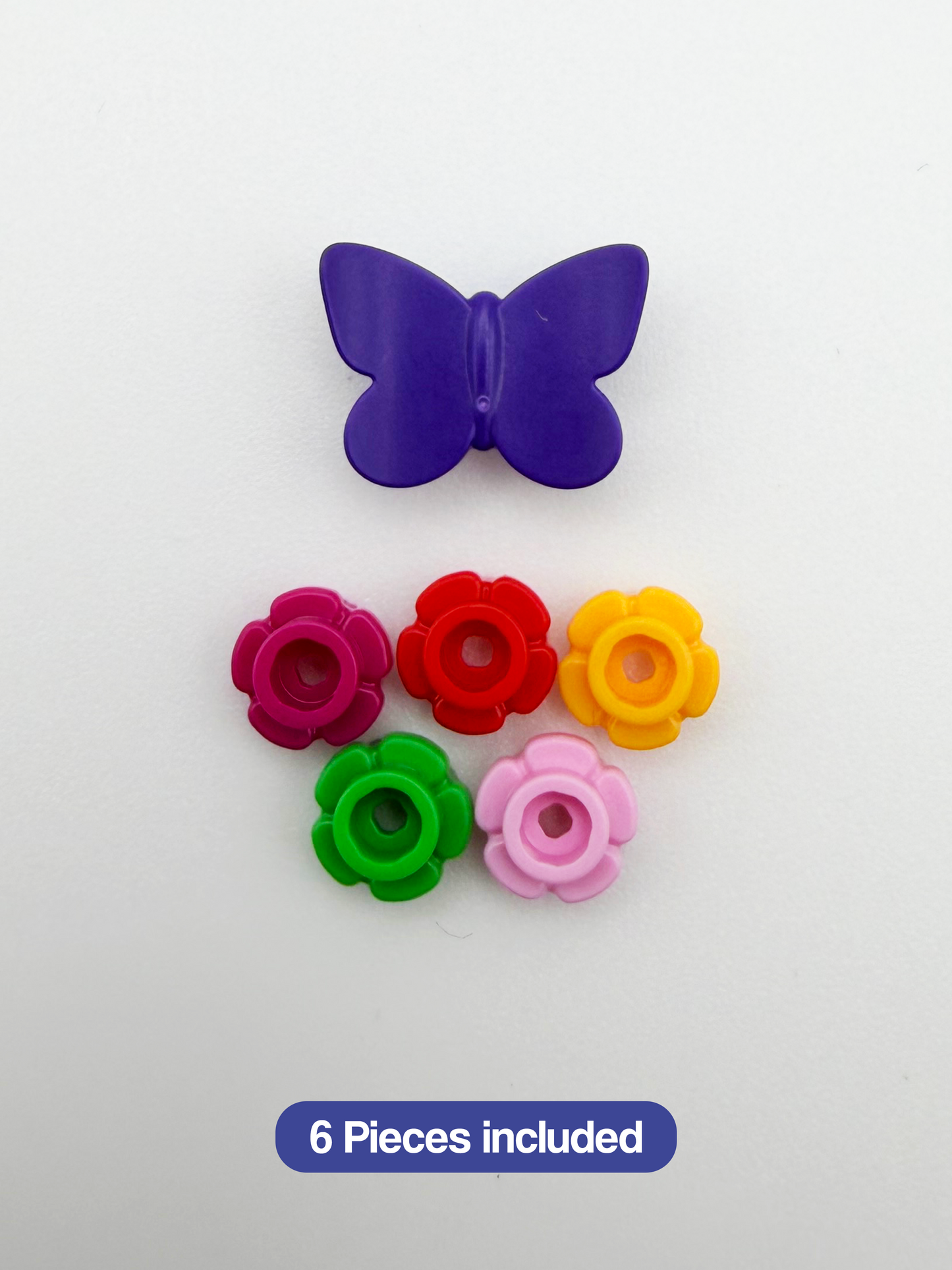 Flower & Butterfly Charm Pack for Brick Pins | 6-Piece Add-On Set | Flower Studs + Butterfly Tile | Ministry Pin Accessories